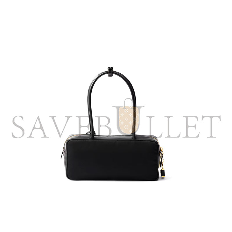 PRADA RE-NYLON AND LEATHER SMALL TOP-HANDLE BAG WITH PADLOCK 1BB133 (28*13*8cm) PRADA RE-NYLON AND LEATHER SMALL TOP-HANDLE BAG WITH PADLOCK 1BB133 (28*13*8cm)